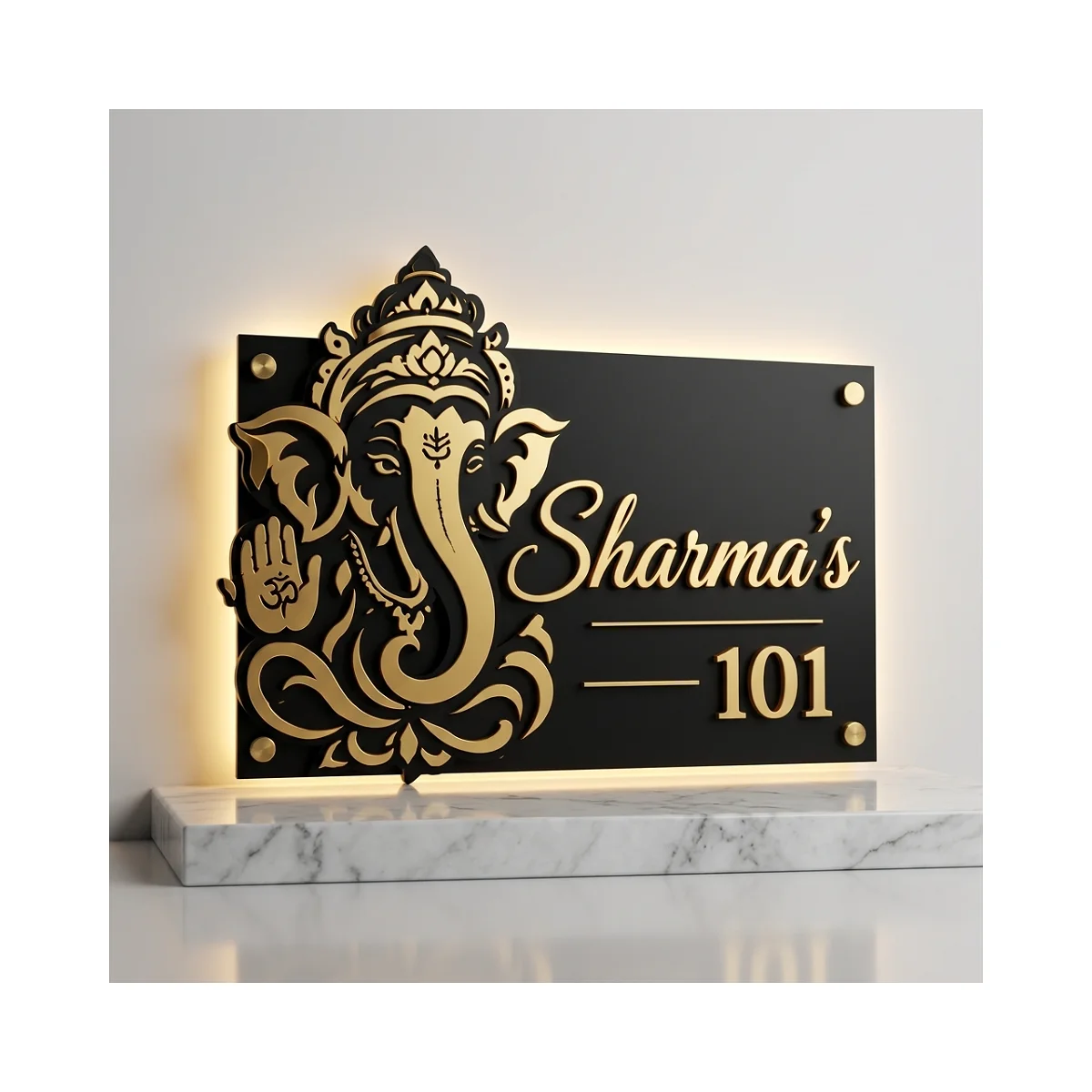 Ganesha devotional nameplate design