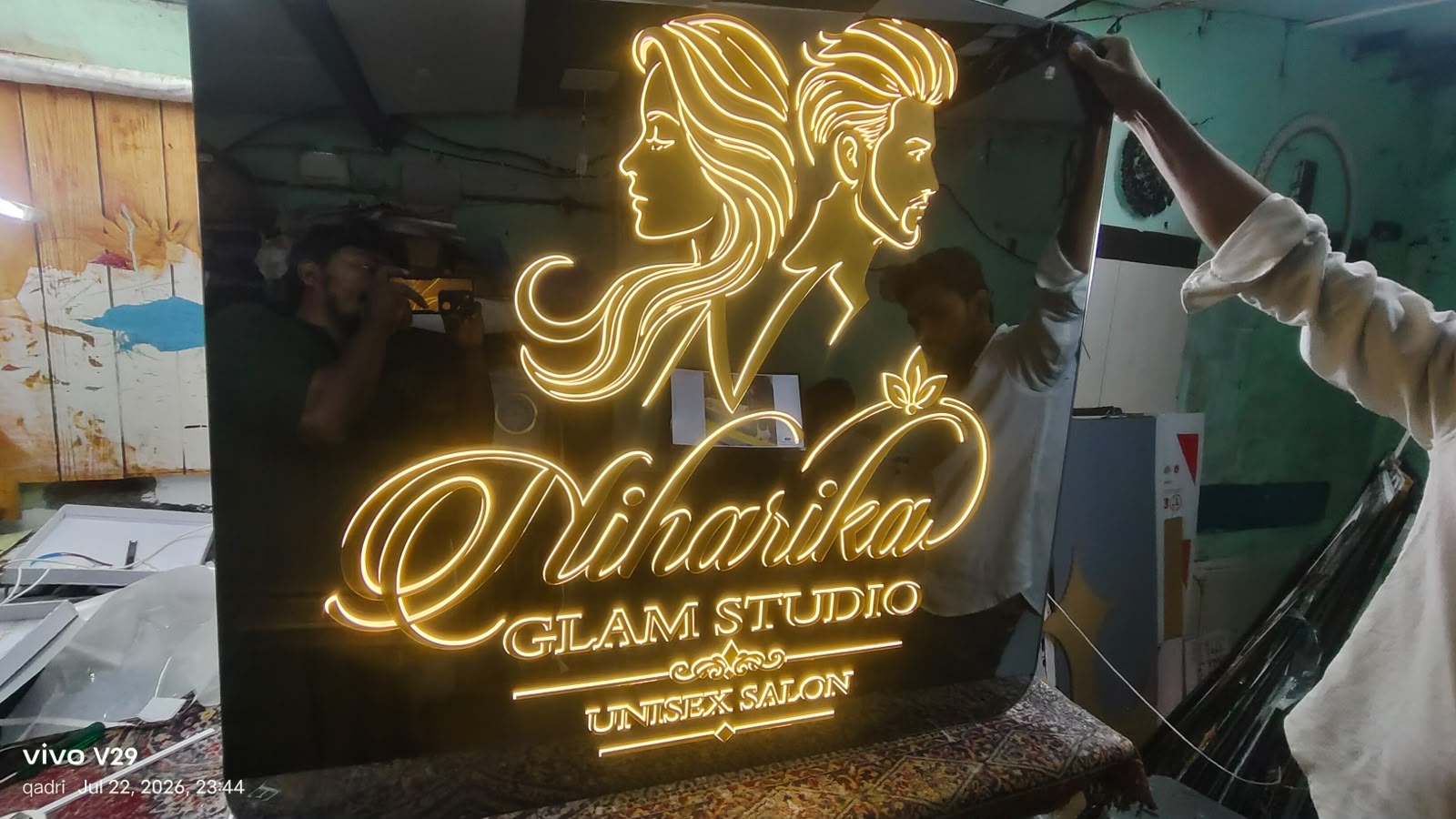 Original photograph of illuminated business signage